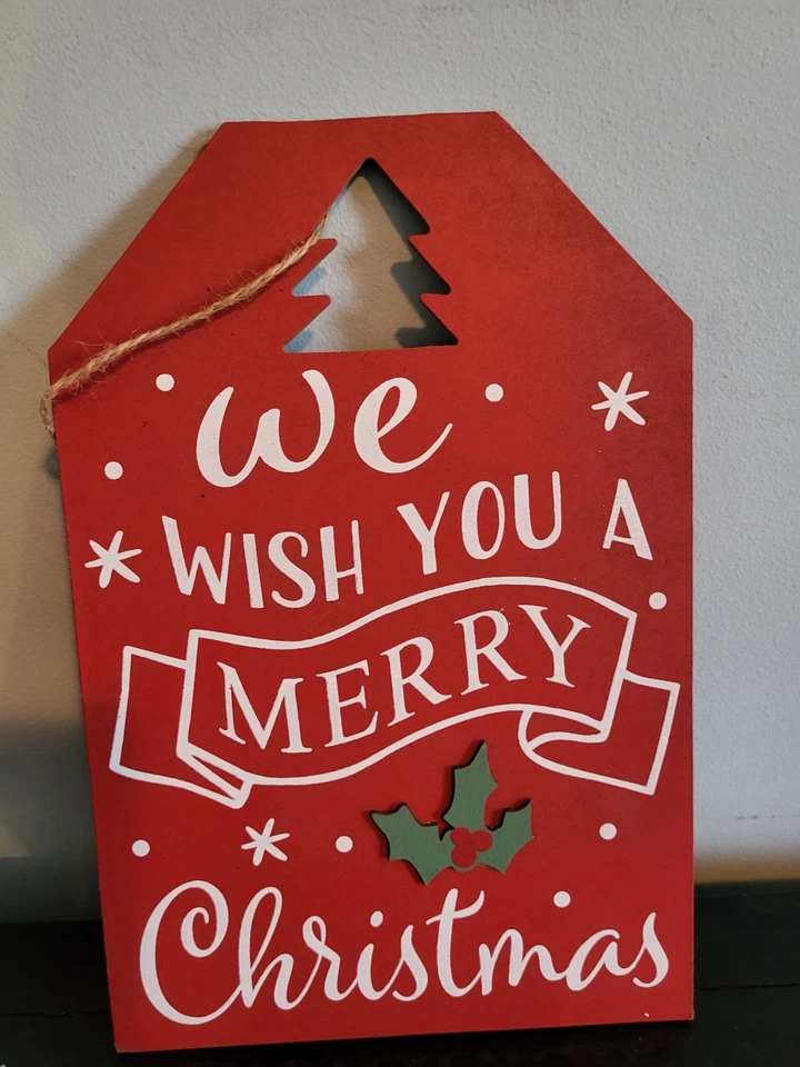 "We Wish You a Merry Christmas" Wooden Hanging Plaque - Image 1 of 1