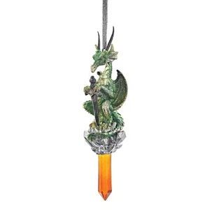 Design Toscano Cicles The Gothic Dragon Ornament, Resin, 1.5"x1.5"x6.25" - Picture 1 of 8