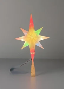 Weißer mattierter Stern 10 farbige Lichter Weihnachtsbaumspitze 11” +3,5”Kegel = 14,5” - Bild 1 von 17