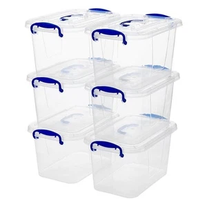 6-Pack Clear Plastic Storage Bin with Lids, Stackable Organizer Box with Latc... - Picture 1 of 7