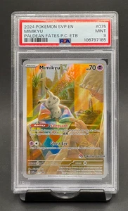 PSA 9 Mimikyu 075 SVP Pokemon Center Elite Trainer Box ETB Paldean Fates Promo - Picture 1 of 2