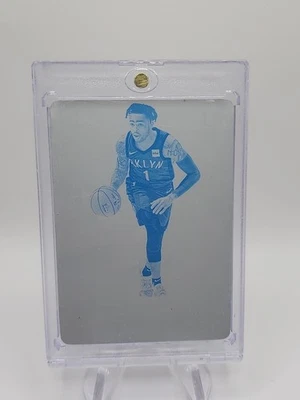 Maillot 2020-21 placa cian inmaculada matrícula 1/1 D'angelo Russell verdadero 1/1 Foto 1 de 4