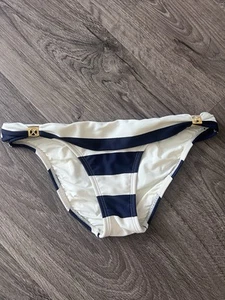 Vix Paula Hermanny Bia Bikini Swim Bottoms Navy /White Gold logo Sz XS - Picture 1 of 5