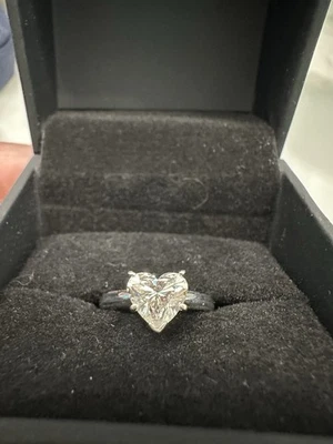 Certified Diamond Solitaire Engagement Ring 1.71 Ct Heart Cut NATURAL 14kt WG - Image 1 of 4