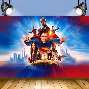 Superman Movie Backdrop Superhero Boys Birthday Party Photo Background Banner - Picture 1 of 4