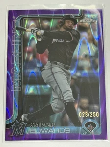 2025 Topps Chrome Xavier Edwards Chrome Purple Raywave Refractor /250 #115 - Picture 1 of 2