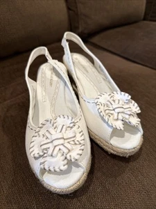 Naturalizer Sherene Sling Back White Floral Linen Espadrille Wedge Heel US 8 - Picture 1 of 10