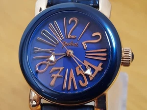 Damen Retro Pop-Art Blau Leder Rosegold Zierliche Taschenuhr PK1008 NEU - Bild 1 von 10