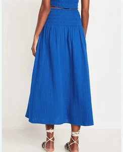 Old Navy Rock Damen Large Petite Maxi High Waist Crinkle Gaze Royal Blue Flow - Bild 1 von 6