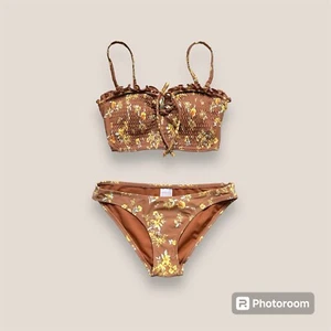 🌺🥥 Xhileration brown floral bathing suit set Size Small - Picture 1 of 8