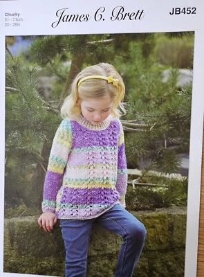 Knitting Pattern for Baby or Children's Sweater in Chunky Wool James Brett 452 - Image 1 of 2