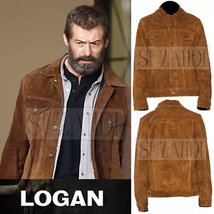 Suzahdi Hugh Jackman Logan Wolverine 3 Inspired Bronze Brow Suede Leather Jacket - Picture 1 of 8