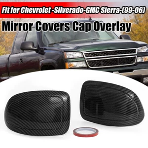 For 1999-2006 Chevy Silverado GMC Sierra Carbon Fiber Mirror COVERS Caps Overlay - Picture 1 of 9
