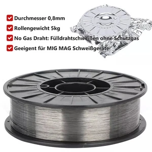 Schweißdraht MIG MAG Fülldraht E71T-GS Ø0,8mm/5kg 1 Rolle Schweißen Ohne Gas DE - Bild 1 von 9