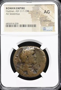  Hadrian, 117-138 n. Chr. Æ Sesterz. Römisches Kaiserreich. NGC AG - Bild 1 von 2