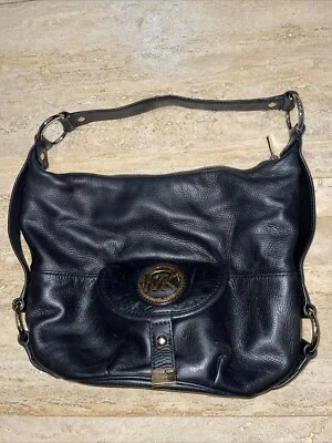 Michael Kors Black Leather Shoulder Bag Purse Gold Hardware 15”x11” - Image 1 of 4