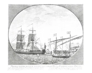 c1810 Türkenkrieg 1606 Seeschlacht Ferdinando I. de’Medici Kupfer Aliprandi Beis - Picture 1 of 1