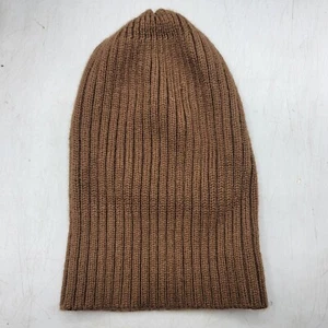 Brandy Melville Ribbed Brown Beanie Hat Winter Warm Casual Outdoors Lightweight - Picture 1 of 6