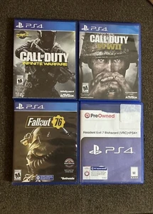 4 PS4 Games, Call Of Duty WWII & Infinite Warfare, Fallout 76, & Resident Evil 7 - Picture 1 of 5