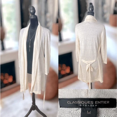 Classiques Entier льняной длинный подпоясанный траншея кардиган Duster пальто куртка размер M - Изображение 1 из 4