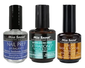 Mia Secret Nail Prep 0.5oz, Xtrabond Primer 0.5oz, Luxury Base & Top Gel 0.5oz - Picture 1 of 1