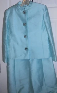 VINTAGE 1960'S LEE CLAIRE AUGUST DE LORENZO BLUE DRESS SUIT JACKET* RETRO!! - Picture 1 of 2