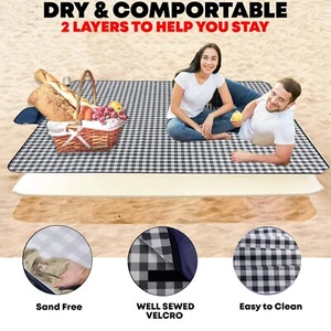 Foldable Picnic Blanket Waterproof Outdoor Mat Tote Traveling Mat Waterproof Rug - Picture 1 of 5