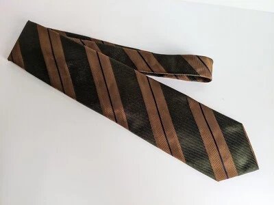 Corbata Burberry London 100 % seda verde oscuro bronce rayas hecha en Italia Foto 1 de 4