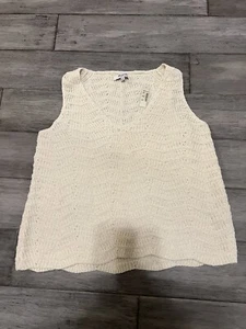 Madewell Natural Cream Textured Sleeveless V Neck Sweater Medium NWT - Picture 1 of 4