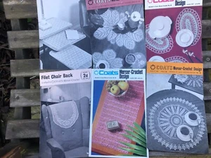 6 Vintage Coats-Mercer Crochet Patterns in No. 20 Cotton Mats Doilies Chair Back - Picture 1 of 4