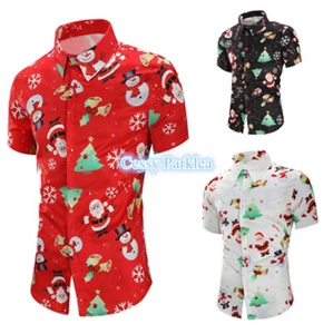 SN-F2-5 Classic Mens Hawaiian Summer Beach Christmas Casual Party Shirt - Foto 1 di 8