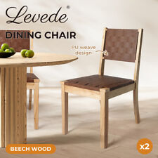 Levede Dining Chairs Accent Chair Lounge PU Solid Beech Wood Kitchen Retro x2