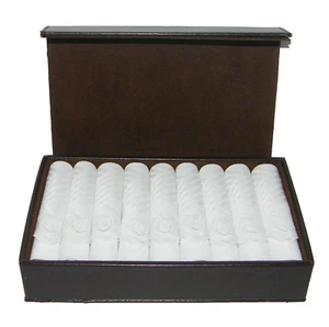 9 fazzoletti bianchi Ralph Lauren Chaps vintage nuovi mai usati da uomo con scatola ecopelle stemma - Foto 1 di 8