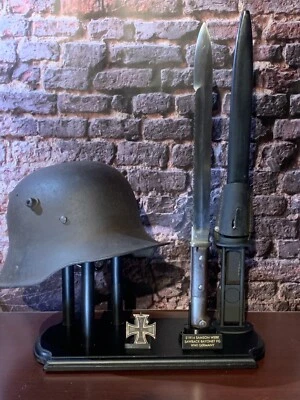 Soporte de exhibición combinado para casco/bayo-net de 14" - Acabado todo negro - Opciones personalizadas Foto 1 de 4