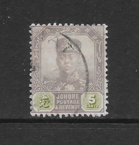 MALAYA SCOTT 90 USED FINE - 1920 5c VIOLET & OL GREEN ISSUE - SULTAN IBRAHIM - Picture 1 of 2