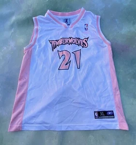 Reebok NBA Minnesota Timberwolves Kevin Garnett #21 Women's Pink Jersey Size XL. - Picture 1 of 4
