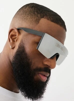 Gafas de sol TRUE RELIGION negras sin montura de gran tamaño TRSP468X plateadas con escudo espejado Foto 1 de 4