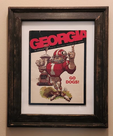 Georgia Bulldogs vs. Oregon Ducks 1977 Program Framed  Jack Davis UGA Cover