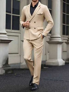Trajes Para Hombre Solapa Pico Doble Pecho Formal Boda Fiesta Negocios Informales - Imagen 1 de 15