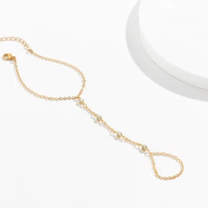 Creative Boho Crystal Tiny Finger Chain Bracelets Simple Connect Finger Brace*k* - Photo 1/19
