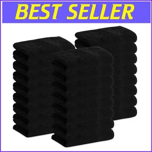 24-Pack Super Soft 16x27 Black Hand Towels - Premium Cotton for Spa & Gym - Picture 1 of 8