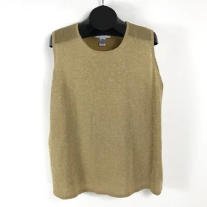 Susan Graver Style Metallic Strick Tank Top Damen Plus 2X Gold Urlaub Karriere - Bild 1 von 9