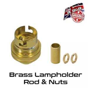 Brass Lamp Holder UN Switched 1/2" Bayonet BC Bulb Holder & Threaded Rod *UK* - Picture 1 of 3