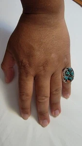 Vintage Navajo W Poss Wayne Etsitty Sterling Silver Turquoise & Red Coral Men's - Picture 1 of 8