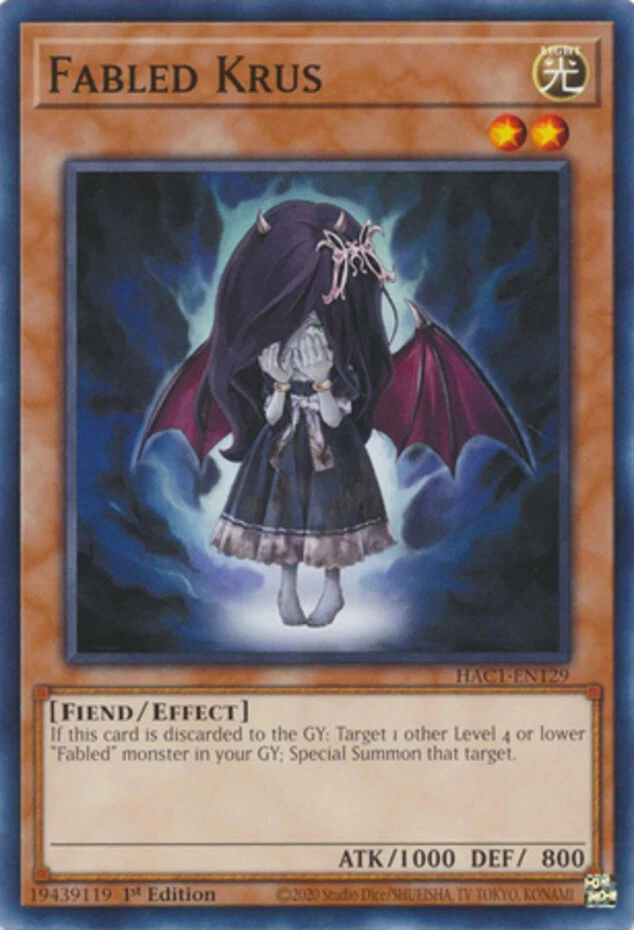 Yugioh! Fabled Krus - HAC1-EN129 - Common - 1st Edition Near Mint, English - Image 1 of 1