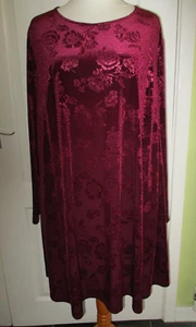 VESTIDO CÁPSULA PLUS TALLA 28 MUJER BORGOÑA TERCIOPELO FLORAL - Imagen 1 de 4
