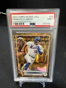 Francisco Lindor PSA 9 Lava Gold Etch /10 2022 Topps Gilded Baseball NY Mets - Picture 1 of 1