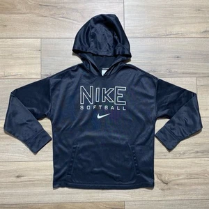 Nike Black Softball Girls Therma Fit Long Sleeve Hoodie Size Medium Black - Picture 1 of 12