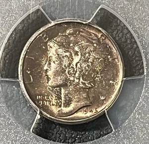 1945-S Mercury Dime PCGS MS 66 Silver Nice Toning On Obverse,TraderBea Slab - Picture 1 of 4
