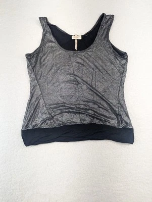 Camiseta sin mangas para mujer Hint negra/plateada metálica forrada brillante S Foto 1 de 4